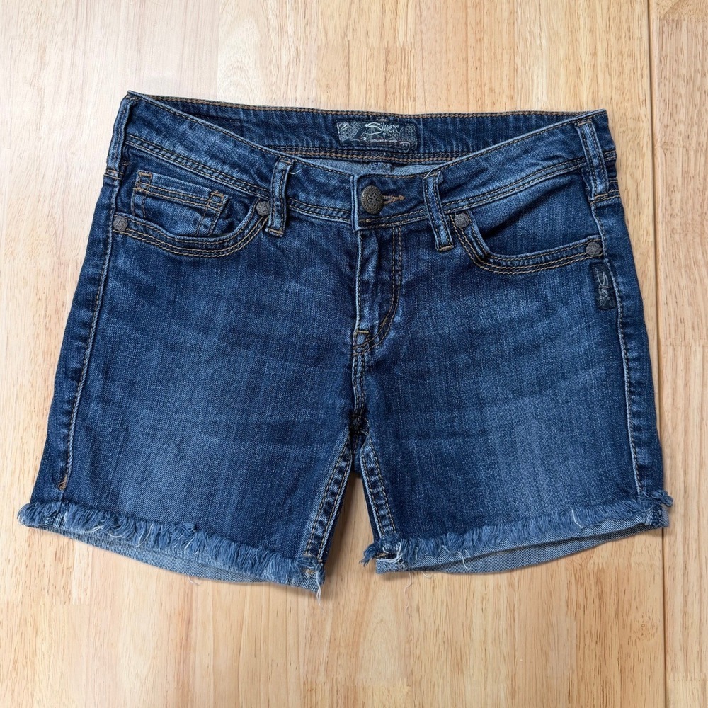 Y2K Casual Summer Low Rise Silver Jeans Co Dark Wash Denim Shorts 8